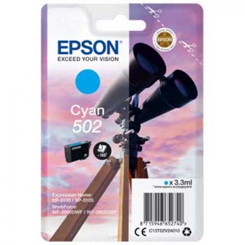 EPSON Singlepack Cyan 502 Ink , Epson , EPSC13T02V24010 , 8715946652740